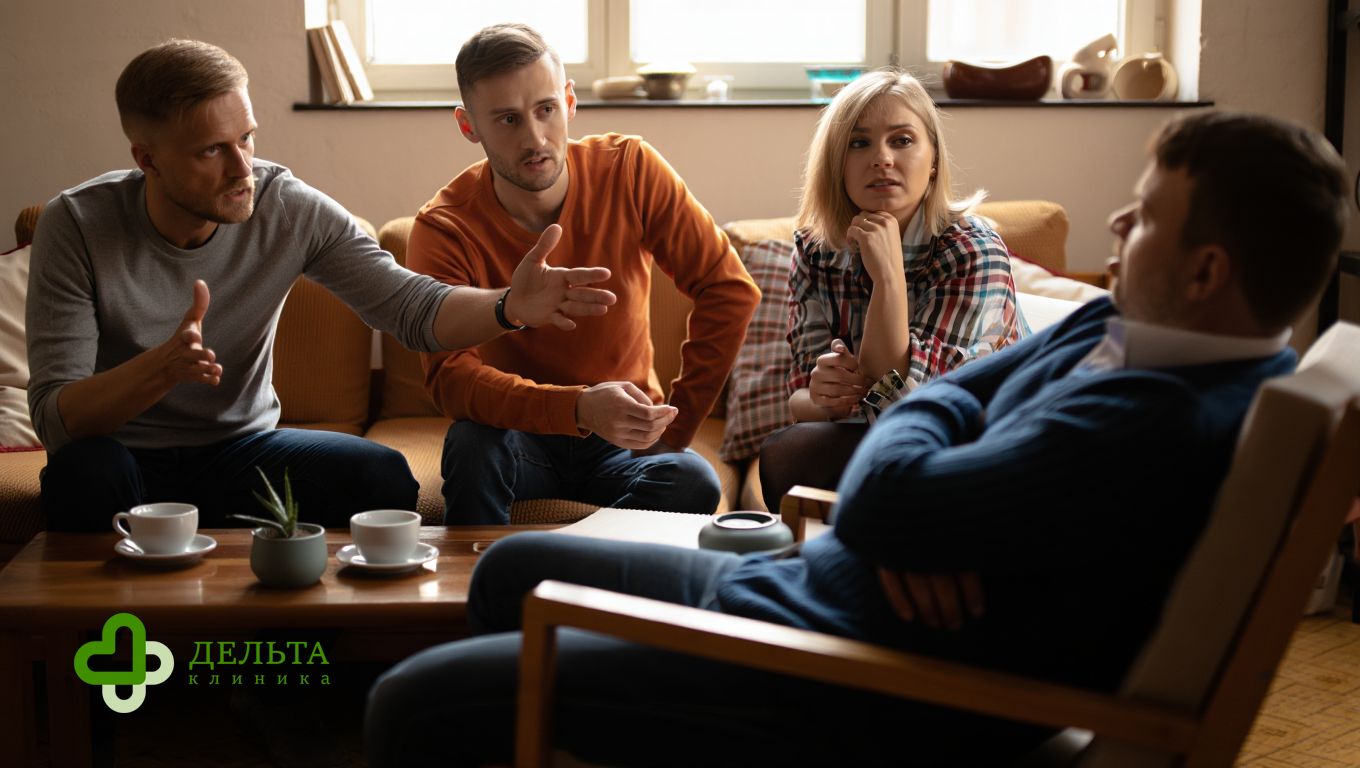 Компания уговаривает друга